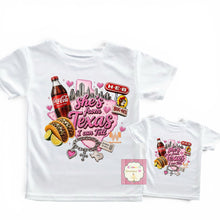 Load image into Gallery viewer, She's is from texas i can tell shirt/ kids/ Adult/ Coca Cola/whataburger - Elianna's Bowtique