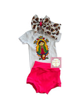 Load image into Gallery viewer, Virgen de Guadalupe set headwrap,bummie and shirt/