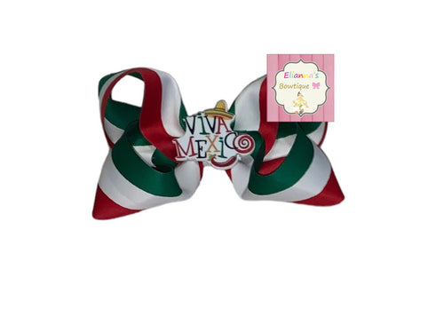 Moño Tricolor viva mexico  /Hair bow