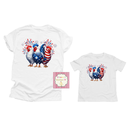 Roosters shirt/ kids /adult/4th of july