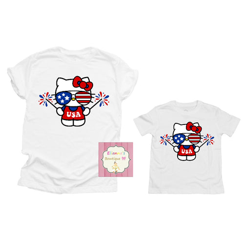 Hello kitty shirt/ kids /adult /4th of july
