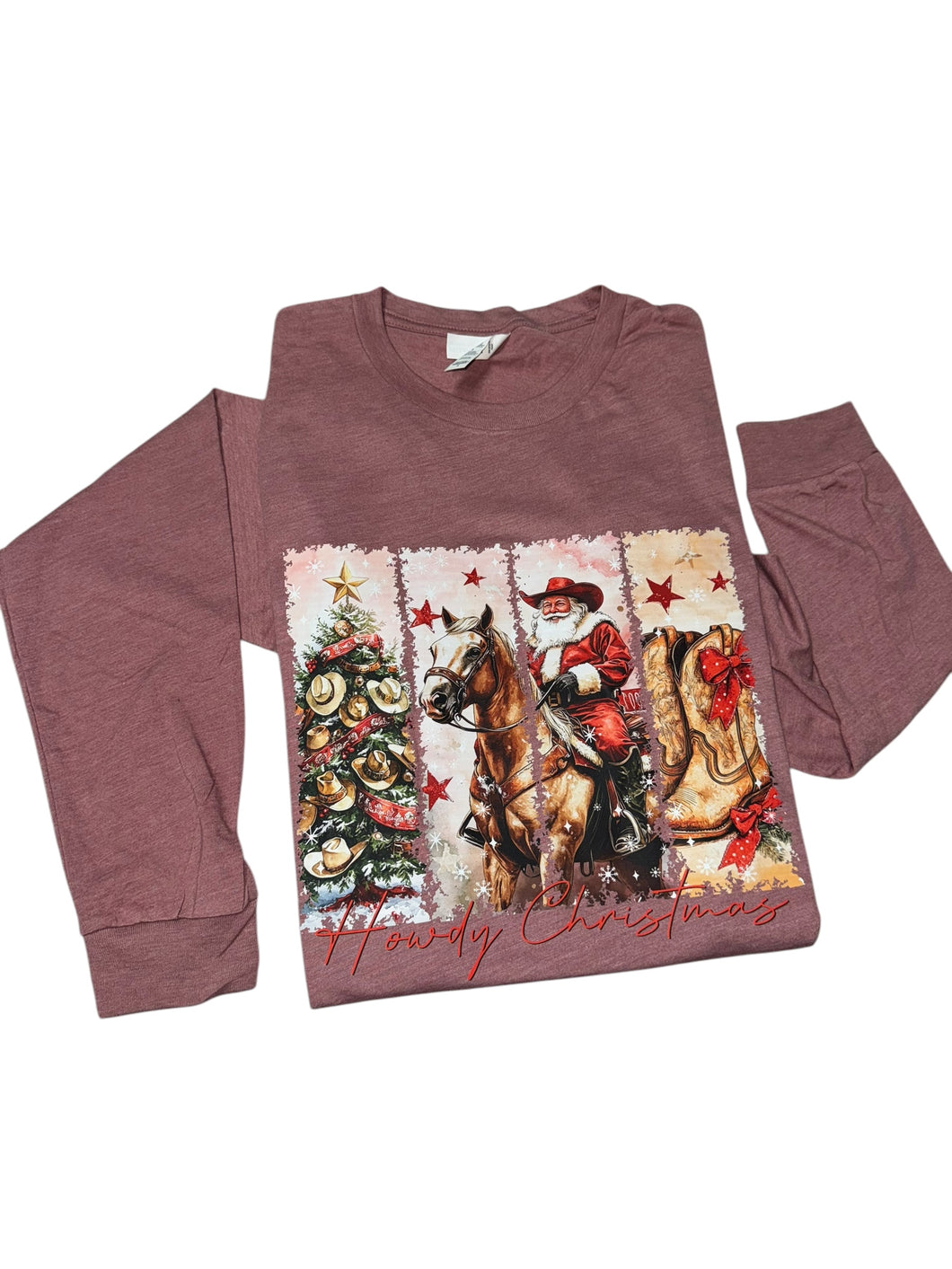 Western Christmas long sleeve shirt/  Santa Claus