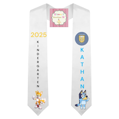 Kids Bluey and Tails Graduation Sash / custom/ 2025