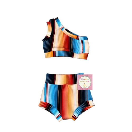 Orange serape outfit set / top and bummies