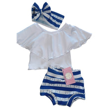 Cargar imagen en el visor de la galería, Honduras outfit set headwrap , bummie and top/ honduras Flag - Elianna's Bowtique