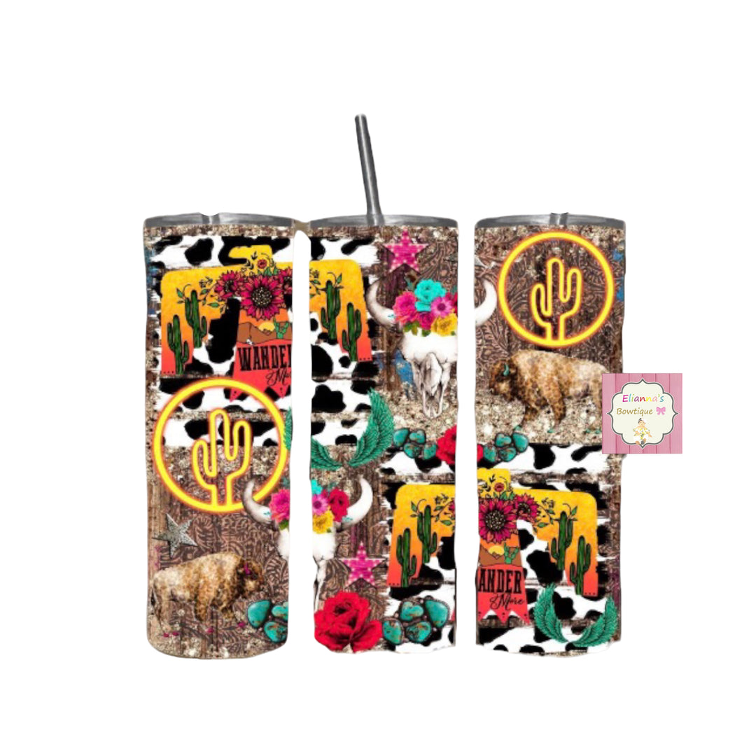 Western cow tumbler cup/ vasos// vaca