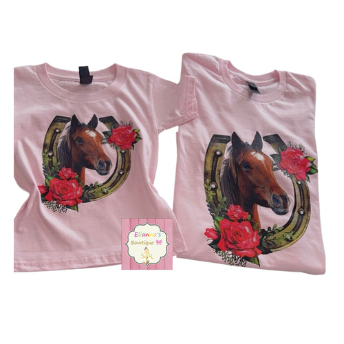 Pink horse shirts/mommy and me shirts / caballos