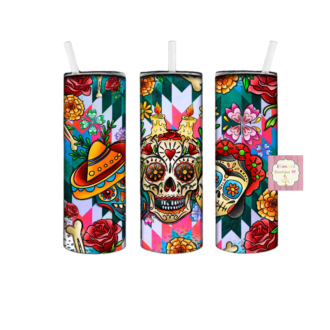 Sugar Skull  Tumbler Cup/vasos/dia de muertos