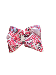 Pink Houston astros hair bow/ hello kitty