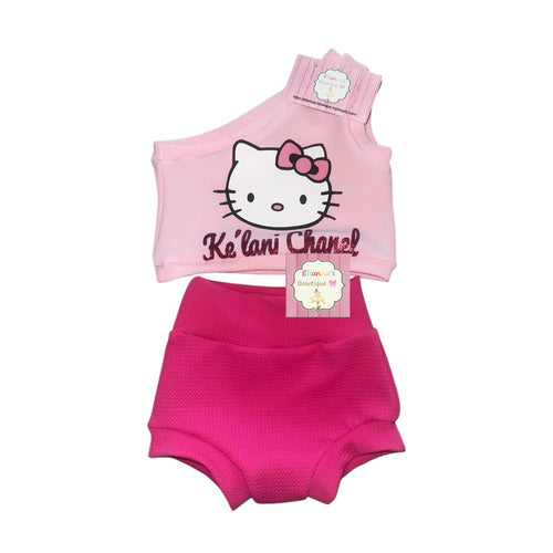 Hello Kitty outfit set / one shoulder top and bummies