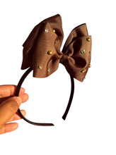 Cargar imagen en el visor de la galería, Brown headband bow / Diadema