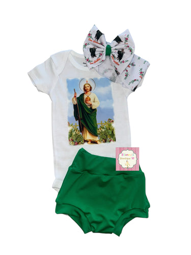 San Judas Tadeo outfit / set headwrap,bummie and Shirt/san juditas/ outfit