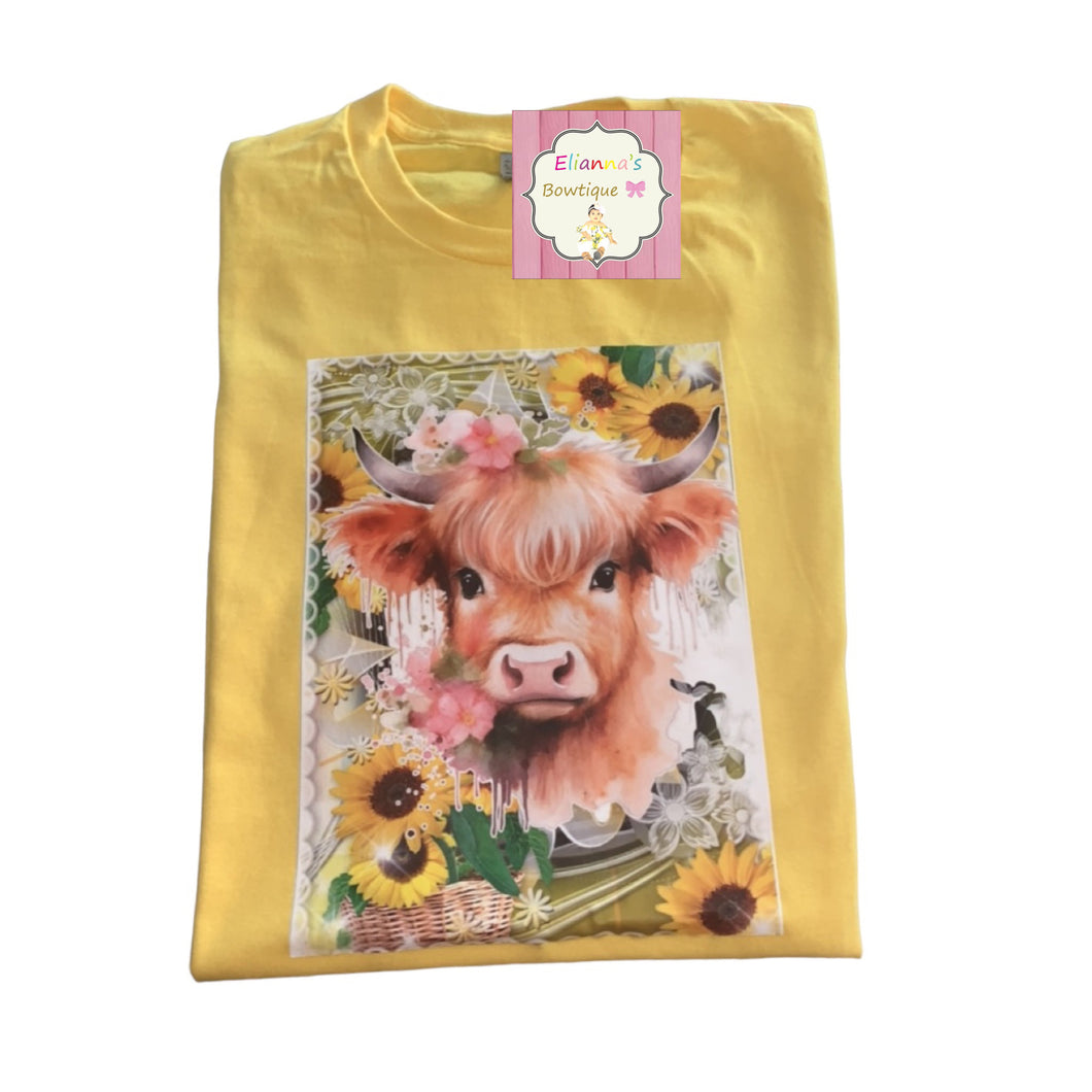 Highland cow shirt /sunflower/ girasol