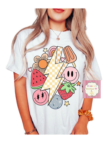 Retro Summer shirt/summer/checkered/fruits