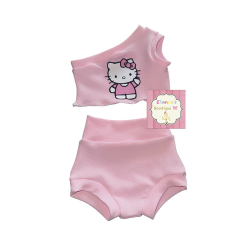 Hello Kitty outfit set / one shoulder top and bummies