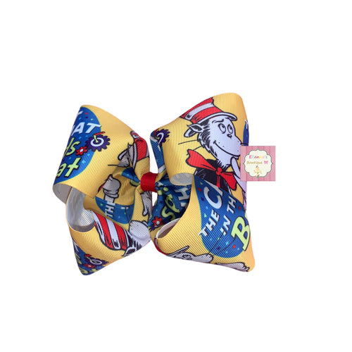 Dr. Seuss  Hair Bow/ cat in the hat