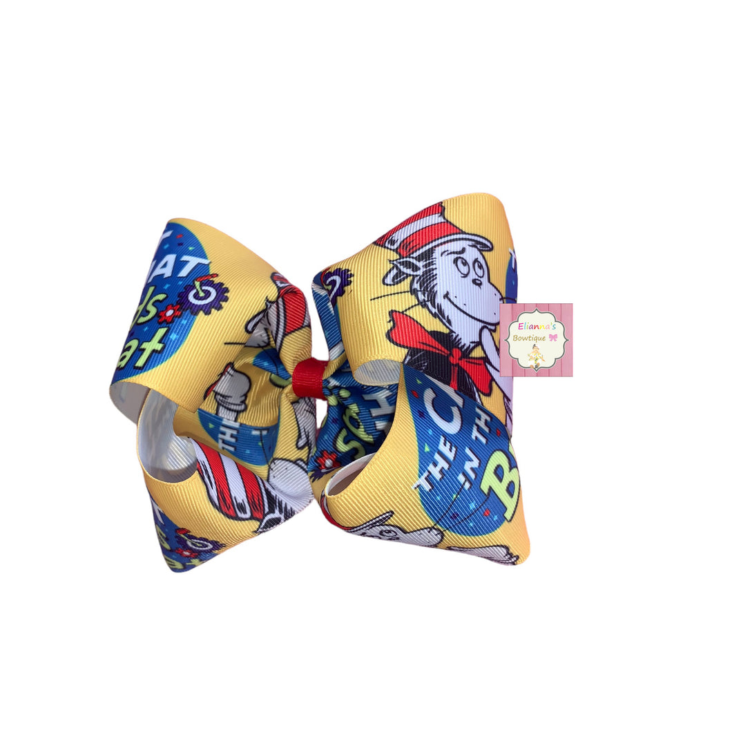 Dr. Seuss  Hair Bow/ cat in the hat