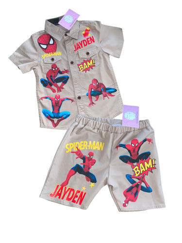 Boy's Custom set/ birthday outfit/ Spider Man set