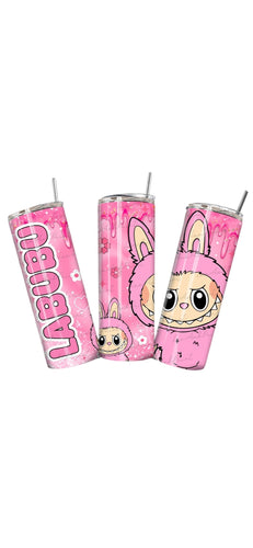 Pink Labubu tumbler cup/ vasos/  labubus