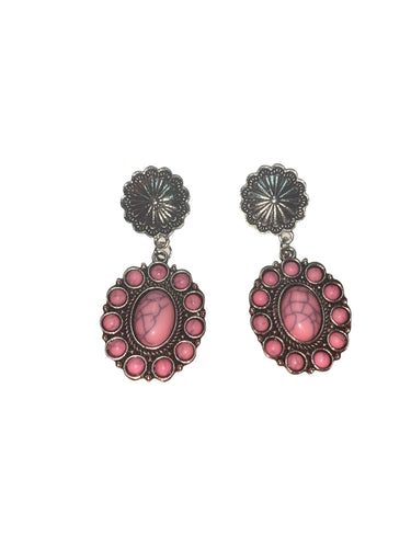 Pink western Earrings / aretes/ squash