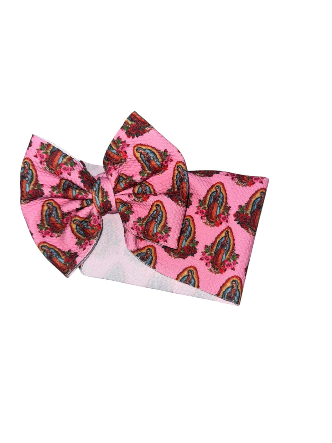 Pink Virgen de Guadalupe headwrap /EXCLUSIVE