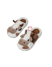 Load image into Gallery viewer, Cow Slippers / brown warm slippers/shoes/pantuflas