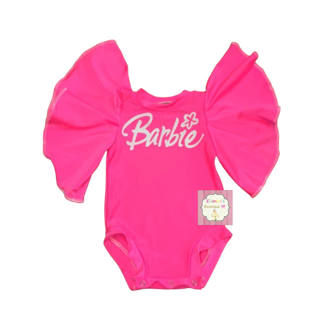 Barbie bell sleeves leotard/ pink/ flare