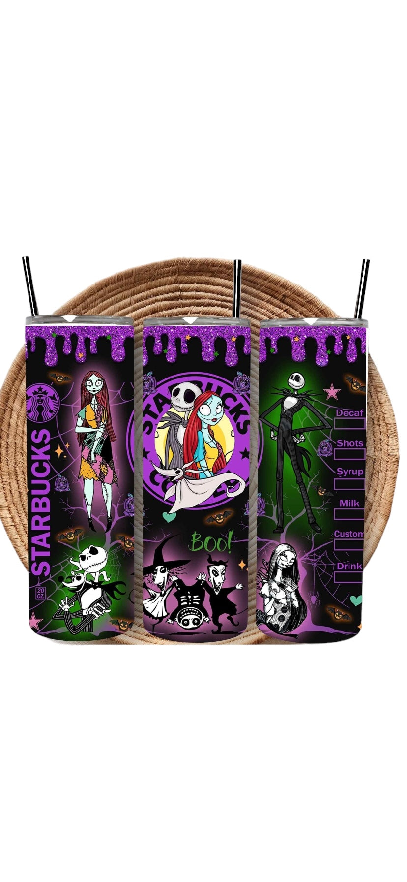 Jack and sally tumbler cup /vasos/Halloween