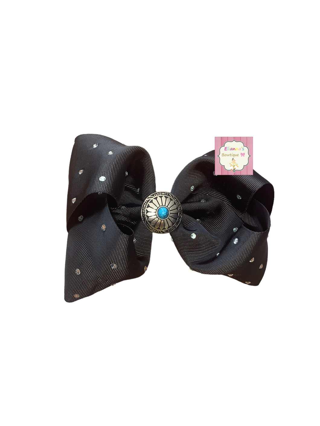 Western black hair bow/solid bow/concho