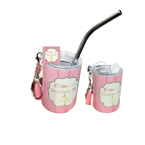 Custom mini Keychain tumbler cup/ with straw
