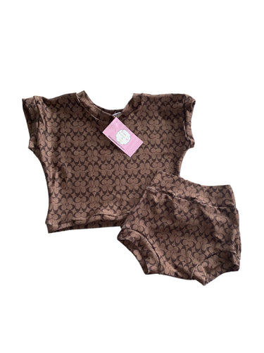 Boujee brown coach set Top & bummie/shirt/