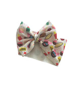 Load image into Gallery viewer, Paleta payaso ,elotes ,duvalin Mexican candies headwrap/clip bow
