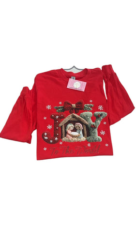 Joy to the world long sleeve shirt/ christmas