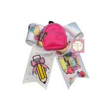 Load image into Gallery viewer, Back to school cheer bow / moños / moños de regreso a clases / mini backpack
