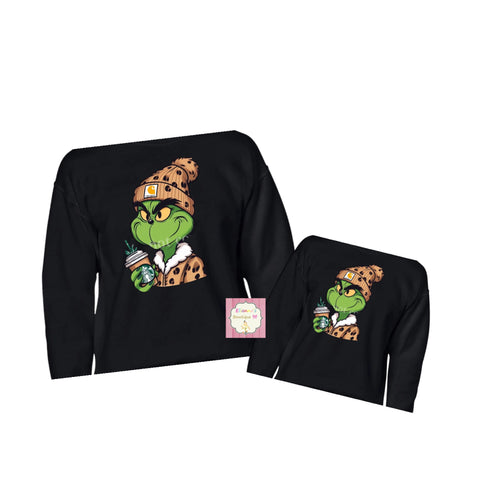 Cheetha grinch sweatshirt /kids/adult/matching