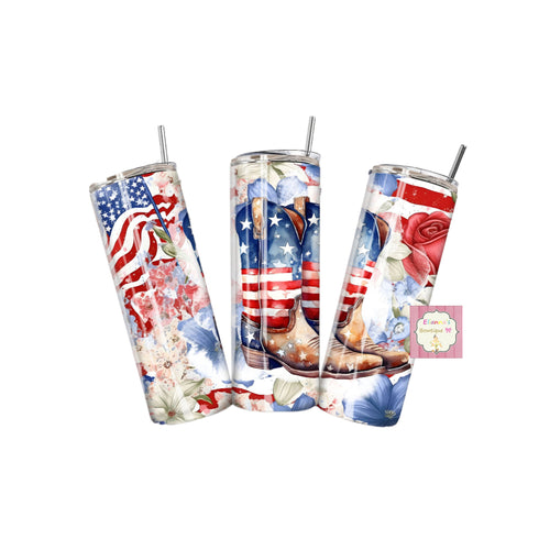 Wetern boots tumbler cup / 4th of july