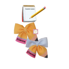 Load image into Gallery viewer, Pencil clip bows/ custom name /back to school bows