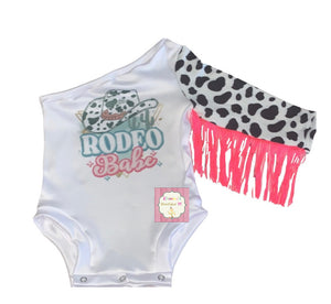 Rodeo babe one shoulder leotard /cow print