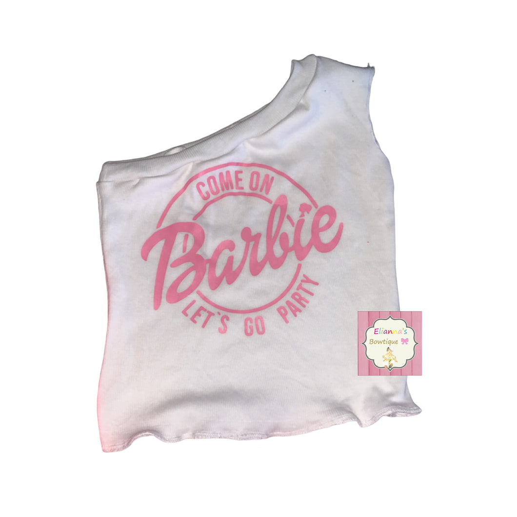 Barbie shirt  /one shoulder shirt / let's go party barbie