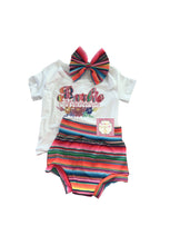 Cargar imagen en el visor de la galería, Barbie Mexicana set shirt ,bow and bummie /cinco de mayo