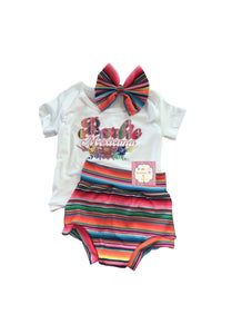 Barbie Mexicana set shirt ,bow and bummie /cinco de mayo