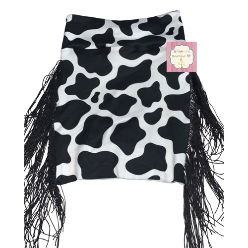 Cow print fringe skirt/pencil skirt/falda/vaca