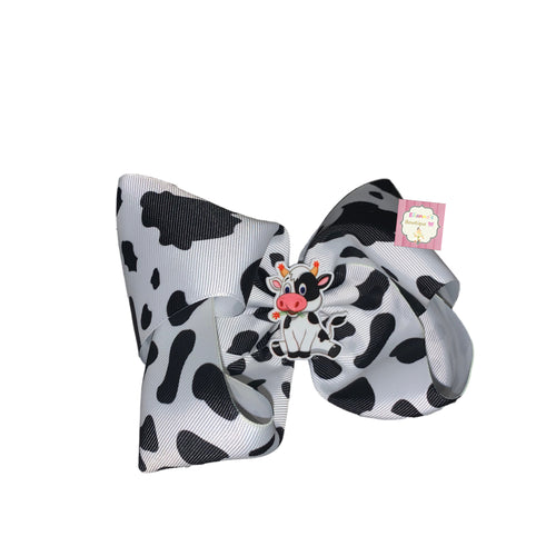 Cow print hair bow/vaca