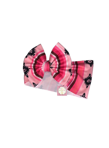 Baby pink Aztec print headwrap / or bow