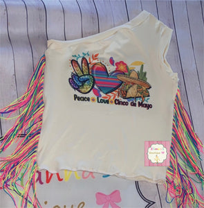 Cinco de mayo shirt/ fringe shirt/ serape