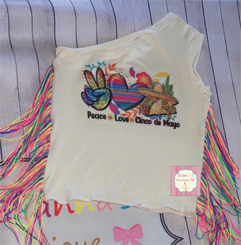 Cinco de mayo shirt/ fringe shirt/ serape