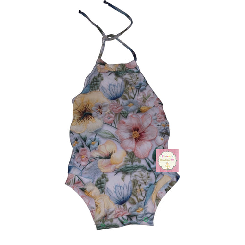 Flowers halter leotard / flores/floral