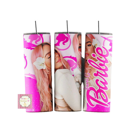 Barbie Karol G tumbler cup/pink hair / bichota