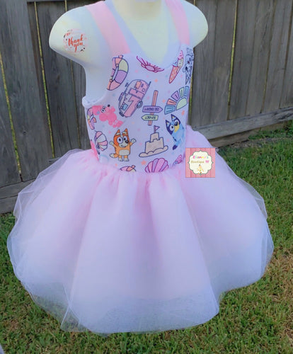 Bluey Outfit leotard and tulle skirt/ birthday outfit/ dress/tutu