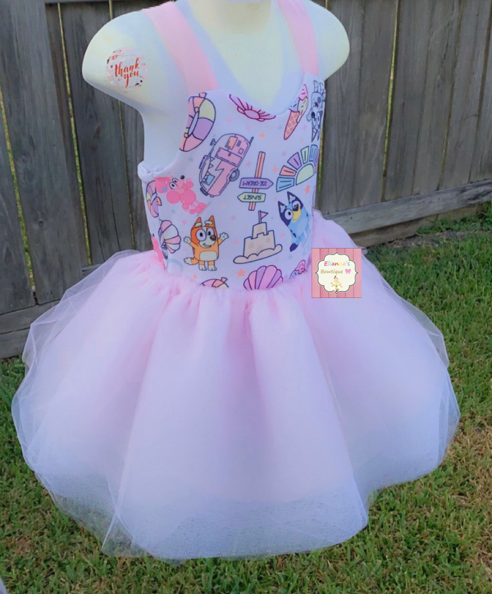 Bluey Outfit leotard and tulle skirt/ birthday outfit/ dress/tutu